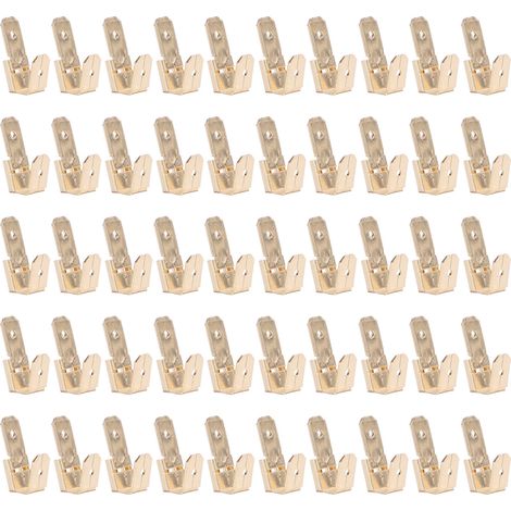 Ortviai Connecteurs à fourche superposés en laiton 6,35 mm dorés – lot de 50 (1/5)