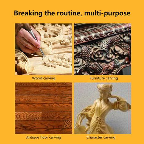 Kit d'outils de sculpture sur bois électrique avec ciseau à bois, 5 embouts de sculpture, clé et arbre flexible. (1/5)
