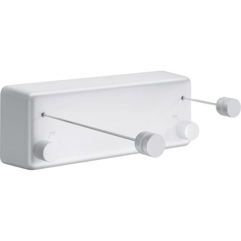 Fil à linge rétractable, 2 x 13,8 pi (4,2 m), acier inoxydable, adapté à une utilisation intérieure et extérieure, montage mural (blanc) (1/5)