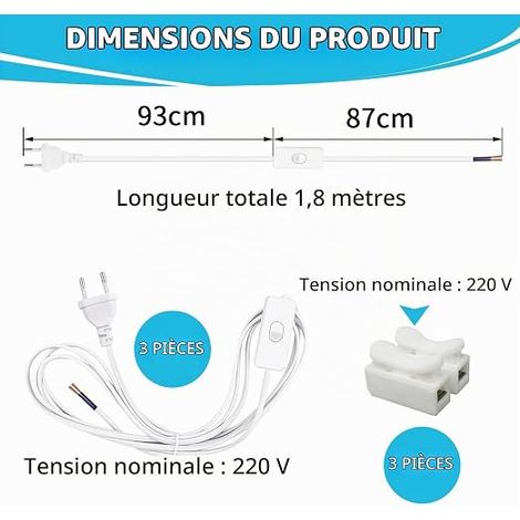 Cord with Switch Power Cable with Plug (1/4)