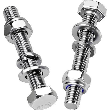 10 x Hexagonal Head Bolts M8 x 100 mm Stainless Steel A2 V2A Screws and Bolts DIN 933 Metal Screws with Washers Nuts for Furniture Auto Bikes Boats 3D Printing Motorcycle (1/2)