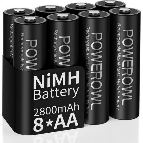 AA Piles Rechargeables Lot de 8 Ni-MH Batterie Rechargeable 2800mAh 1,2V (1/5)