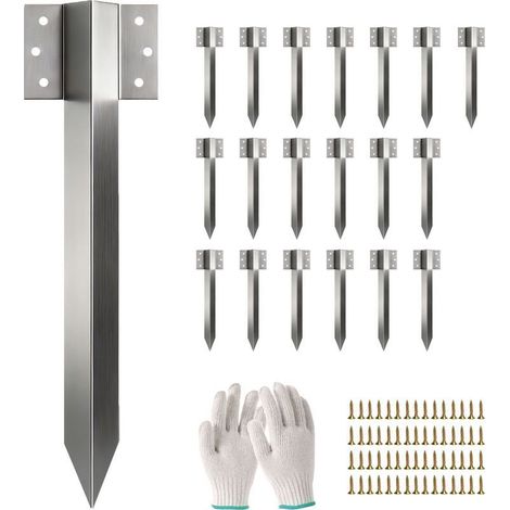 Minkurow – 20er-Packung Befestigungswinkel für Bahnschwellen – 41 cm lange, verzinkte Stahlpfosten – 6 vorgebohrte Löcher inklusive Schrauben (1/5)