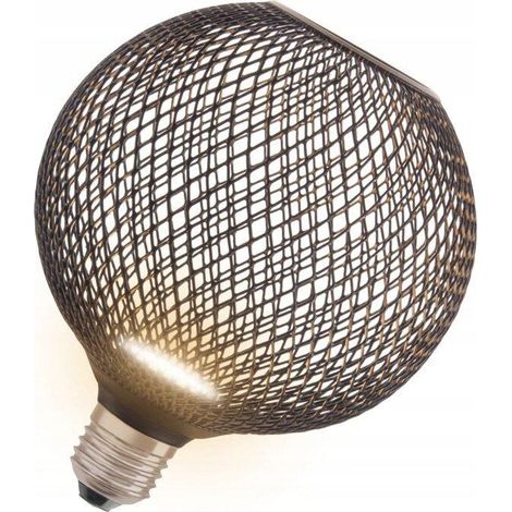 OSRAM DECOR LED FLAT GLOBE è una lampada piatta rotonda da 3,5W, 300lm/2700K, in bianco caldo 827, satinata, in plastica nera, con filettatura E27, non dimmerabile, diametro 125 mm. (1/3)