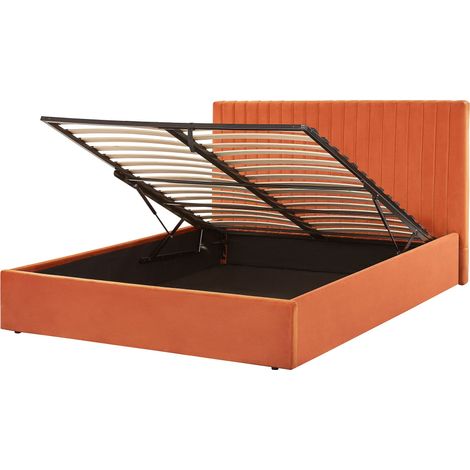 Ottoman Bed Velvet VION 160 x 200 cm (EU King Size) Orange (1/5)