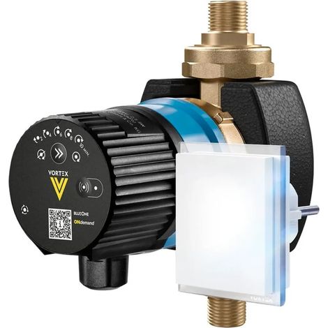Vortex Bomba BWO 155 V MA con módulo ONdemand, interruptor de radio para toma de corriente Schuko, válvula antirretorno, llave de paso, carcasa de aislamiento, motor de bola ECM con ajuste de velocida