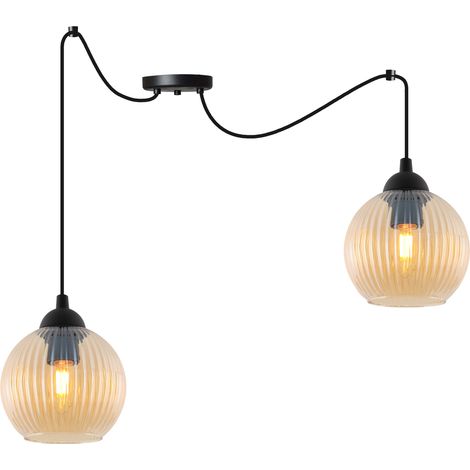 LAMPADA A SOSPENSIONE RIFFLE SPIDER NERA 2 LAMPADE A SFERA PIANA HONEY E27 (1/5)