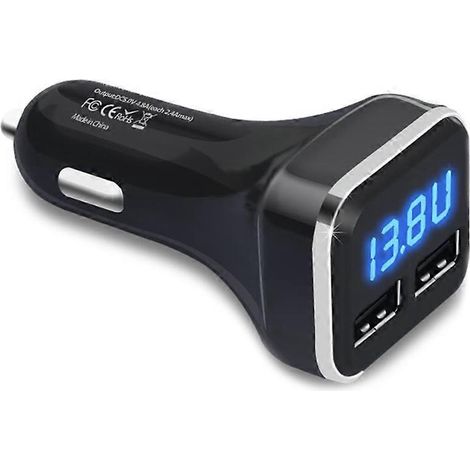 Chargeur de voiture avec voltmètre et moniteur de batterie, affichage LED de la tension et de l'ampérage, pour iPhone 11/Xs et Galaxy S20/S10 (1/5)