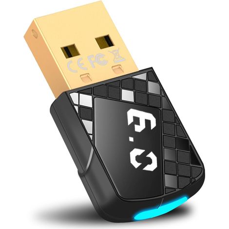 Adaptateur Bluetooth 6.0 pour PC, USB 6.0 Dongle Bluetooth EDR, récepteur sans fil pour ordinateur portable, PC, casque clavier souris stéréo compatible Windows 11/10/8.1/7 (1/5)