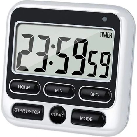 Noir - Minuterie de cuisine utile, son fort de 70 à 90db, écran numérique, conception de boutons, horloge, ch (1/4)