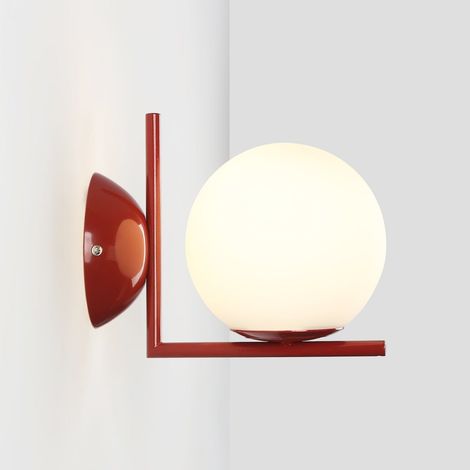 Aplique De Pared Bola Cristal "ATOM" - E27 - Ø 15cm - Rojo