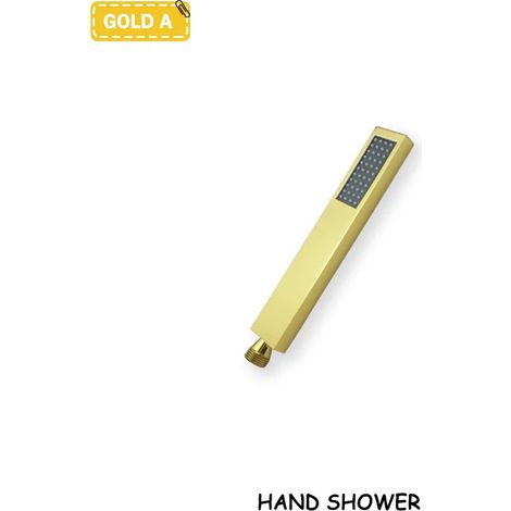 (Gold Shower A) Accessoires de salle de bain en laiton doré brossé, pommeau de douche rond ou carré haute pression pour baignoire et baignoire à main, économiseur d'eau, haute pression. (1/5)