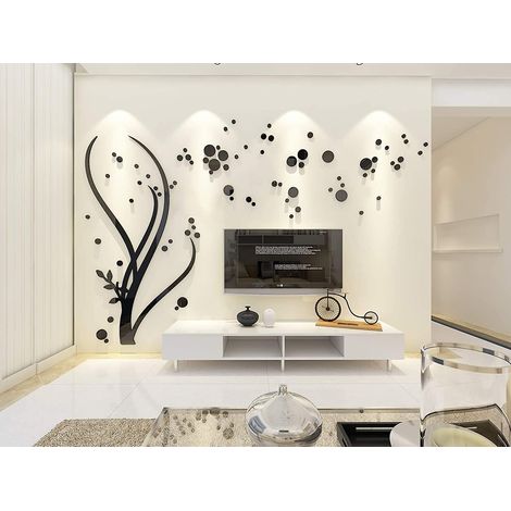 Sticker mural 3D arbre, sticker mural décoration intérieure salon fond TV, sticker arbre noir (arbre noir à gauche, m) (1/5)