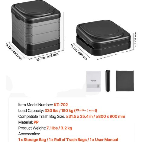 Inodoro portátil, diseño plegable, alta capacidad de carga, soporta hasta 150 kg (330 lbs). (1/2)