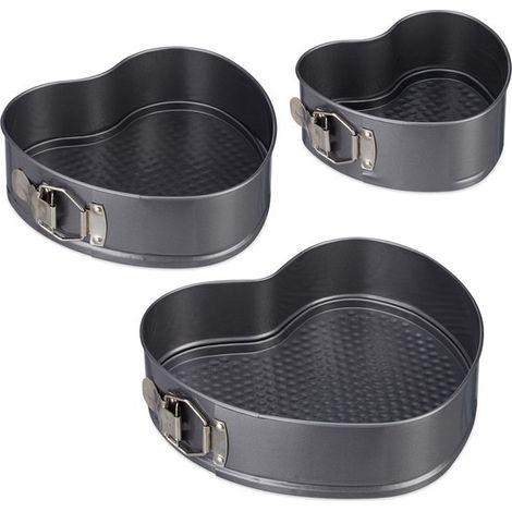 Stampo a cerniera a forma di cuore, composto da 3 pezzi, disponibile in 3 misure, in acciaio con rivestimento antiaderente. (1/5)