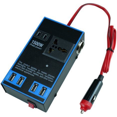 Convertisseur de puissance multifonctionnel pour voiture 12 V/24 V vers 110 V/220 V 1500 W, compatible camion et maison (1/5)