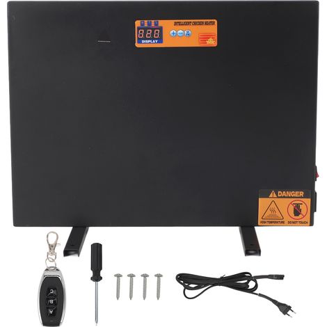 Chauffage pour poulailler 150 W en fer avec arrêt automatique, panneau chauffant pour l'hiver, chauffage de volaille avec minuterie, télécommande pour animaux de compagnie, prise UE noire 220 V