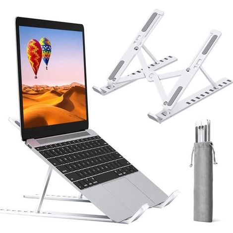 Molibai Support d'ordinateur portable pliable réglable 80-195 MM Blanc (1/4)