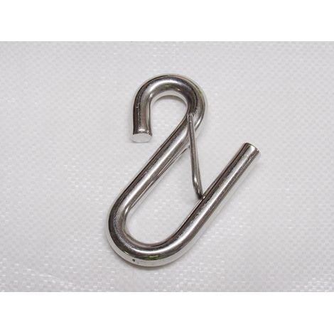 Long Arm S Hook Stainless Steel with Safety Latch 9.5MM (Shape Hanging Catch Marine) (1/2)