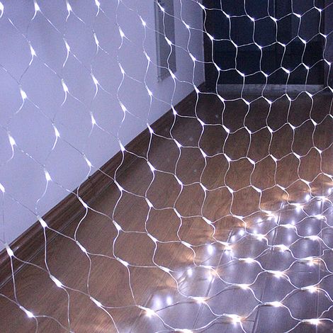 SWANEW Rete luminosa a LED Illuminazione a catena 8 modalità IP44 Festa di Natale all'esterno all'interno bianco freddo 4.5x1.6M