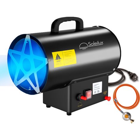 Generatore Riscaldatore Cannone Ventilato aria calda a gas GPL 15 kW, con avviamento piezoelettrico con regolatore e tubo 1,5 m (1/5)