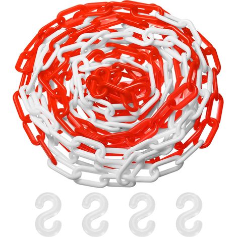 Barrières En Plastique Chaîne, Longueur 24Ft Rouge Blanc Chaîne De Sécurité Imperméable En Plastique Avec Boucle En S Pour Contrôle De Foule/Ascenseur (1/5)
