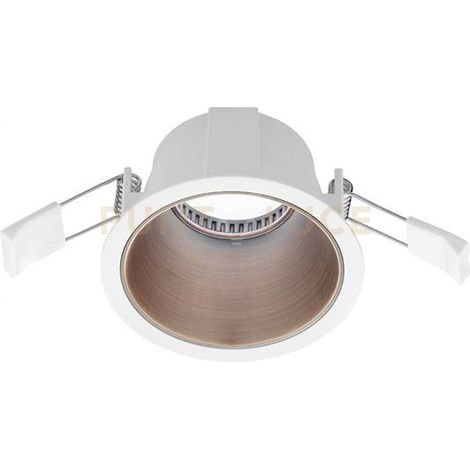 GFA622- FARETTO DA INCASSO BIANCO OPACO E RAME 1 LUCE ATTACCO GU10 D.9CM