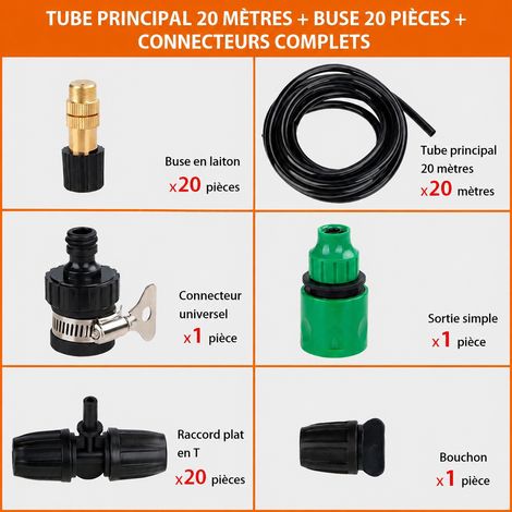 Kit de brumisation et micro-irrigation tuyau 8/11 mm 20 m et 20 buses en cuivre 20 m8 11 réf 300 g – Livraison gratuite