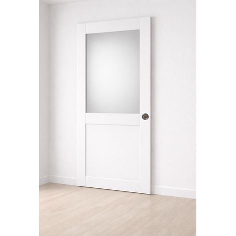 Porte Coulissante Athena Blanc H204 X L93 Cm, Serrure Condamnation Gd Menuiseries