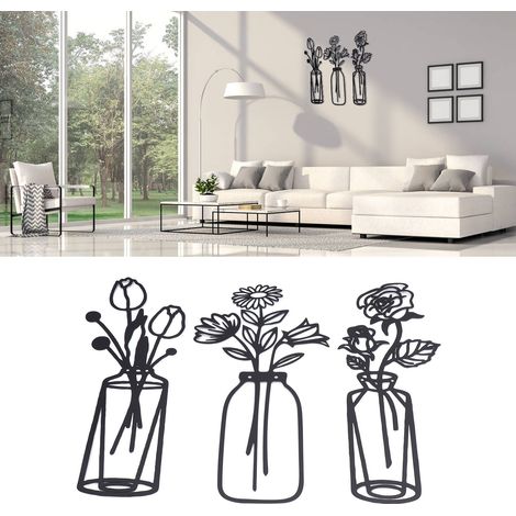 Ensemble de trois décorations murales florales en fer forgé, objets décoratifs muraux et d'intérieur. (1/5)
