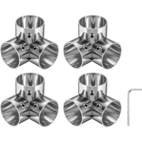 4pcs 25mm Raccord de Tuyaux 3 Voie Forme Croisé avec Clé Argenté (1/5)