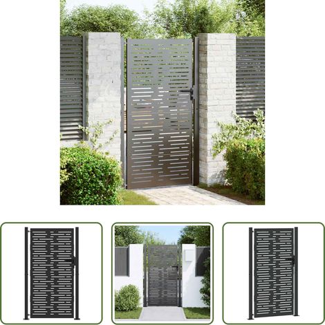 vidaXL Pulverbeschichteter Stahl - Gartentor Schwarz 110 x 205 cm Pulverbeschichteter Stahl (1/5)