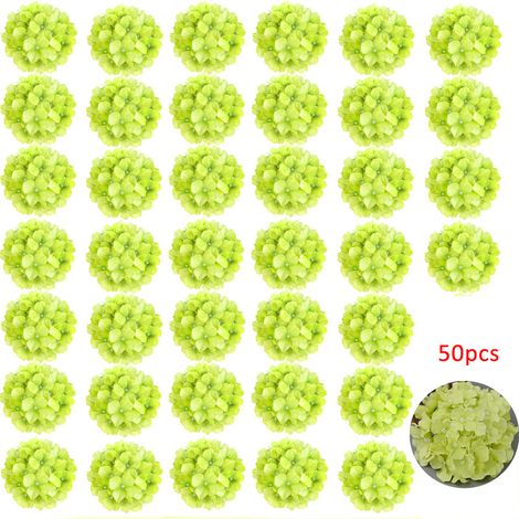 50 pièces, tête d'hortensia artificielle, fausse fleur, fête de jardin, mariage de Saint-Valentin, demande en mariage, vert (1/4)