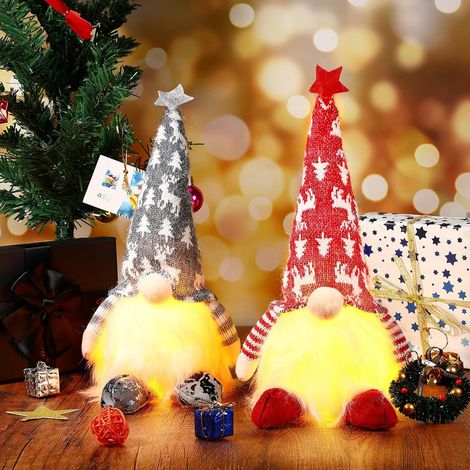 Nain De Noël Lumineux - Décoration Table Hivernale - Pour Arbre De Noël Salle De Séjour Jardin - Lot De 2 (1/5)
