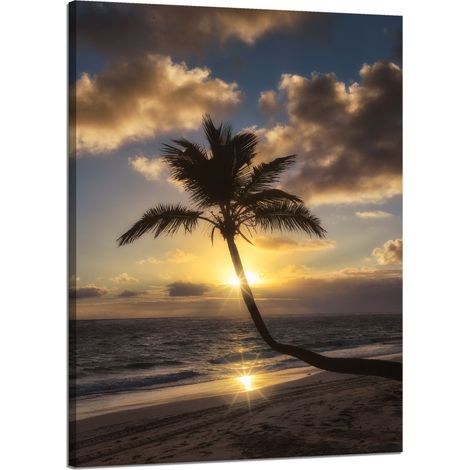 Leinwanddruck Natur Palmen Sonnenuntergang Hintergrund 50x70 Ozeanurlaub