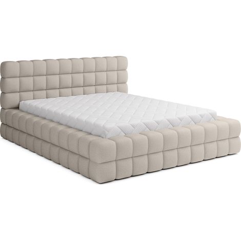 Cama canapé 180x200 con somier Cloud tejido bouclé Beige