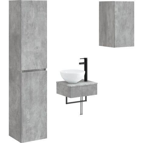 Bathroom Furniture Set 3 pcs Concrete Grey 33 x 34.5 x 160 cm vidaXL (1/5)