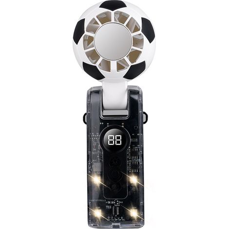 Mini-ventilateur portable,Avec lumière LED, rechargeable et pliable,Ventilateur à main ,Ventilateur de bureau (motif football),Noir,60x58x170mm (1/5)