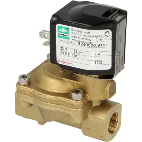 Electrovanne Buschjost 8240400.9101.0240 G1,9,5m³/h,0,1-16bar +90°C,NBR, 24VDC