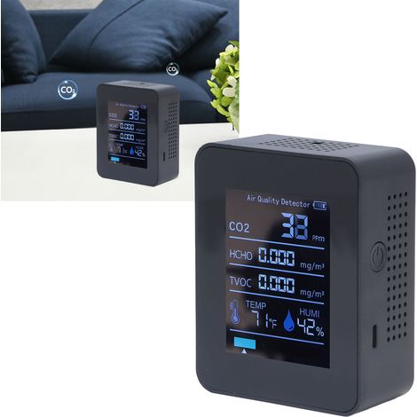 Détecteur de dioxyde de carbone via application Bluetooth, détecteur de CO2, détecteur de qualité de l'air TVOC, stockage des données sur 60 jours, chargement USB. (1/5)