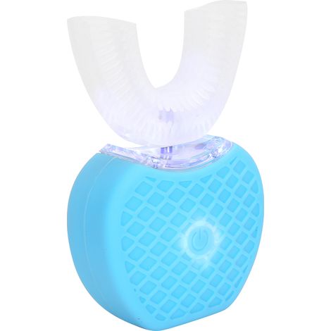 Brosse à dents électrique UShape, blanchiment des dents, brosse à dents de massage automatique en silicone pour les soins bucco-dentaires (bleue) (1/5)
