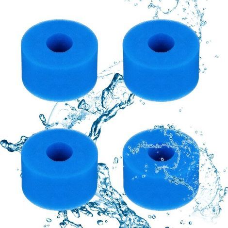 4X Filtres Mousse pour Spa Intex Type S1 & Bestway Lay-Z-Spa Type VI - Filtre Piscine et Jacuzzi Lavable - Éponge de Filtration Réutilisable pour Eau Claire & Saine - 108x73mm (1/4)
