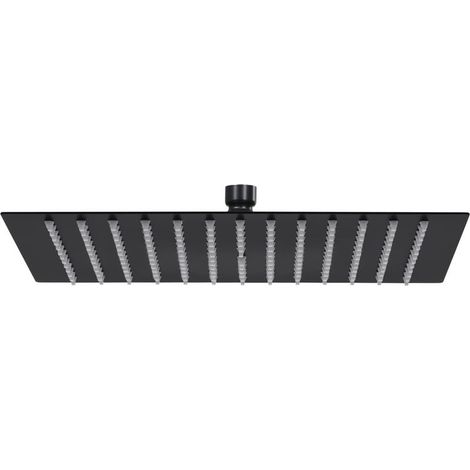 Pommeau de douche pluie Pommes de douche Acier inoxydable 25x25 cm Carrée Noir 23124 (1/5)