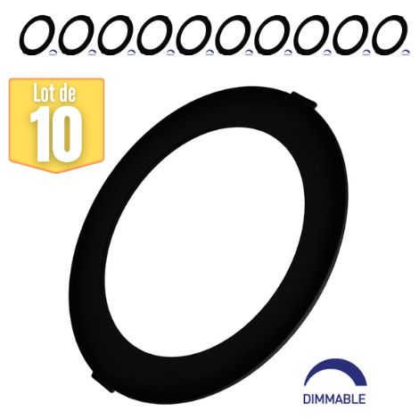 Lot de 10 Dalles LED dimmables 18W 3000K 1800lm Noir IP40 (1/5)