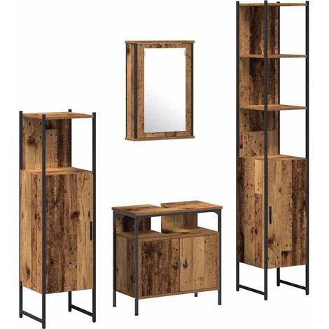 Maison Exclusive - Set di mobili per il bagno con lo scaffale 4 pcs Legno vecchio