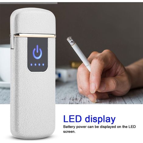 Briquet électrique rechargeable, sans flamme, coupe-vent, USB, argent (1/4)