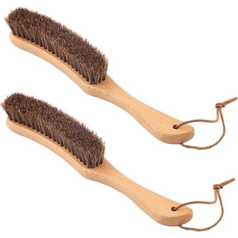 Brosse À Vêtements - Brosse En Poil De Cheval - Pour Nettoyage Et Dépoussiérage De Vêtements En Laine Cachemire Cuir Meubles Et Sièges Auto - Lot De 2 (1/5)