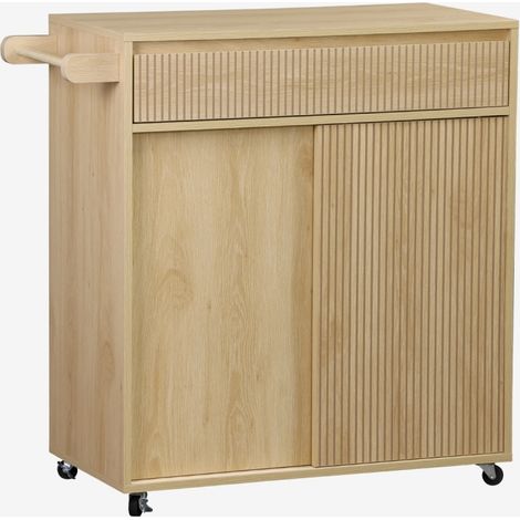 Carrello da cucina in legno decorato con 1 cassetto, 80cm (1/5)