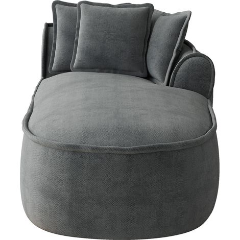 Canapé méridienne droite en chenille avec coussins, canapé moderne salon, gris (1/5)