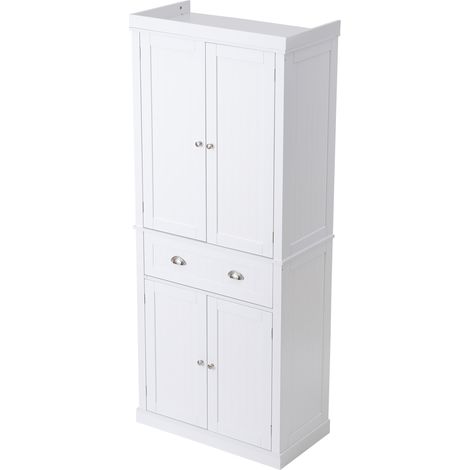 Mophorn 72" Küchen-Vorratsschrank, freistehend, 3 verstellbare Regale, Türen und Schublade, für Küche/Wohnzimmer/Esszimmer/Waschküche, Farbe Weiß.